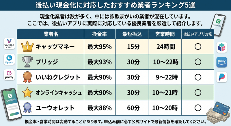 後払い現金化ランキング